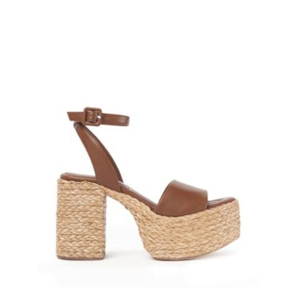 PALOMA BARCELO Womens Brown 2 Platfrom Brenda Almond Leather Espadrille Shoes 39